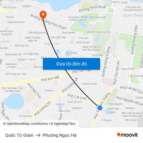 Quốc Tử Giám to Phường Ngọc Hà map