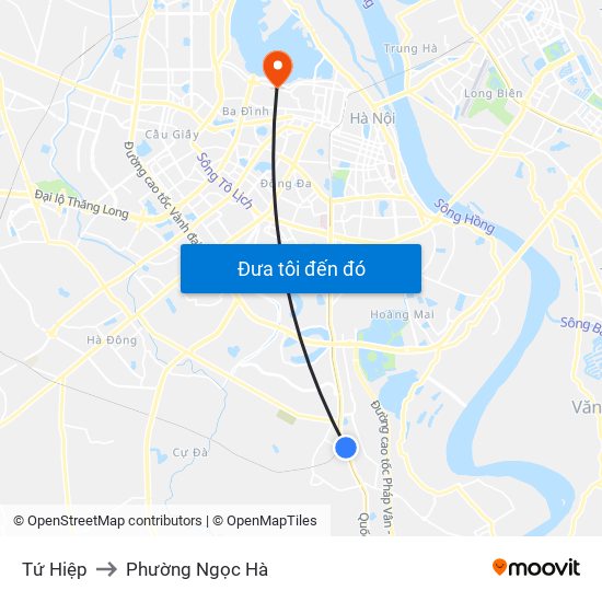 Tứ Hiệp to Phường Ngọc Hà map