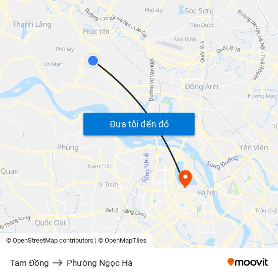 Tam Đồng to Phường Ngọc Hà map
