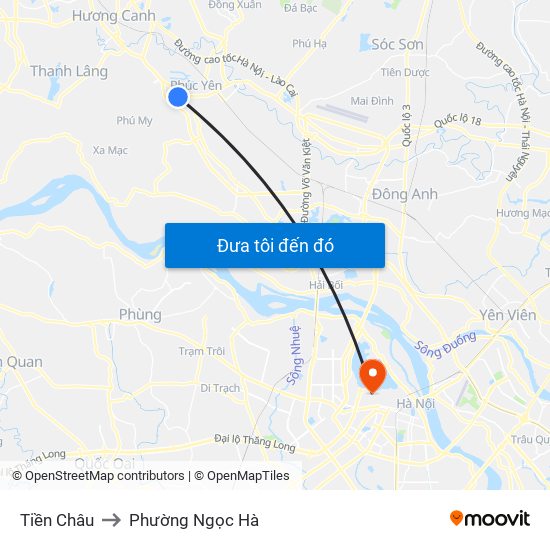 Tiền Châu to Phường Ngọc Hà map