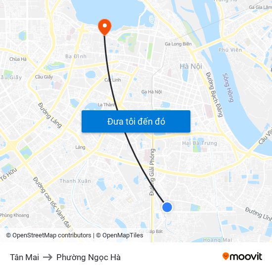 Tân Mai to Phường Ngọc Hà map
