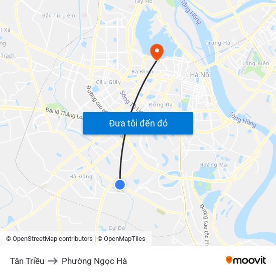 Tân Triều to Phường Ngọc Hà map