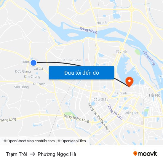 Trạm Trôi to Phường Ngọc Hà map
