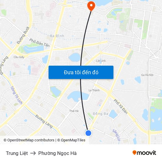 Trung Liệt to Phường Ngọc Hà map