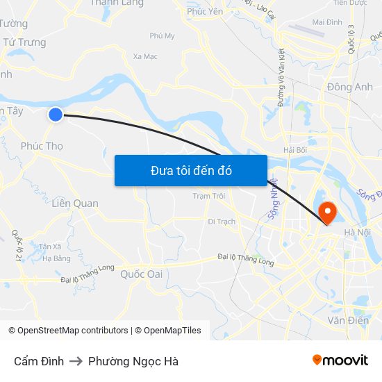 Cẩm Đình to Phường Ngọc Hà map