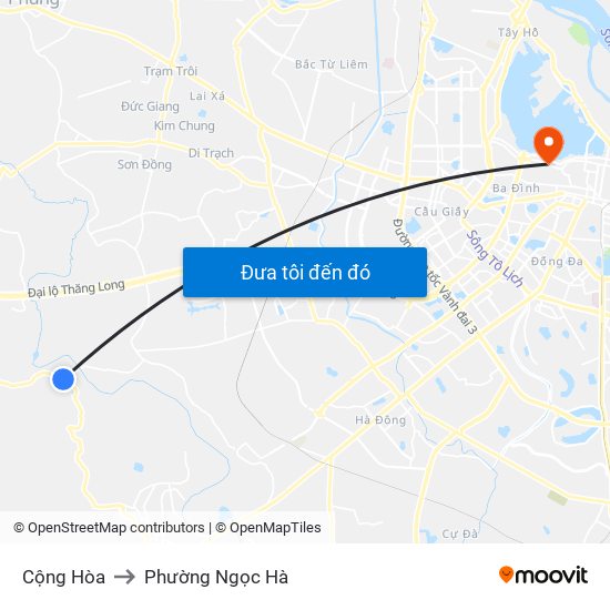 Cộng Hòa to Phường Ngọc Hà map