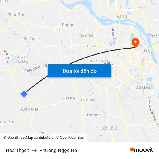 Hòa Thạch to Phường Ngọc Hà map