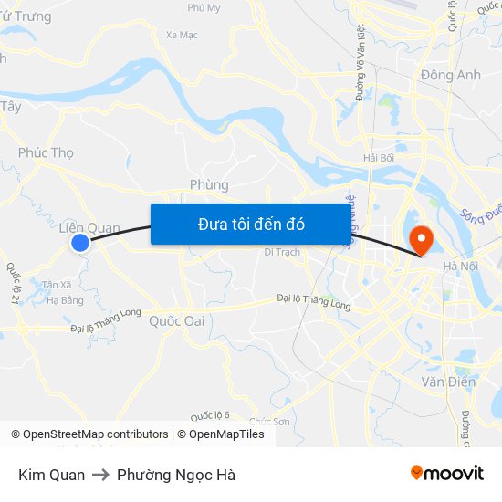 Kim Quan to Phường Ngọc Hà map