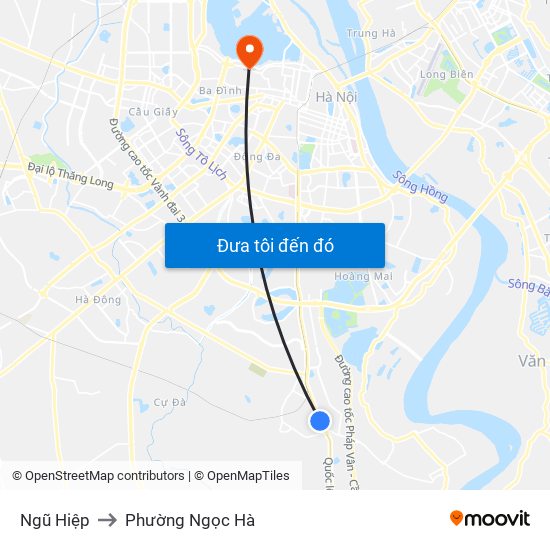 Ngũ Hiệp to Phường Ngọc Hà map