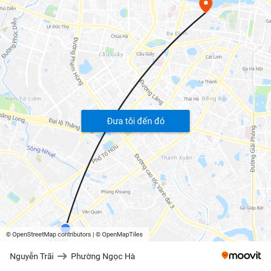 Nguyễn Trãi to Phường Ngọc Hà map