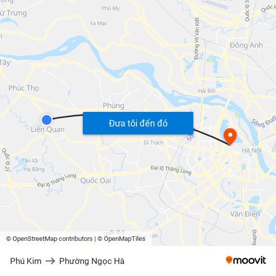 Phú Kim to Phường Ngọc Hà map
