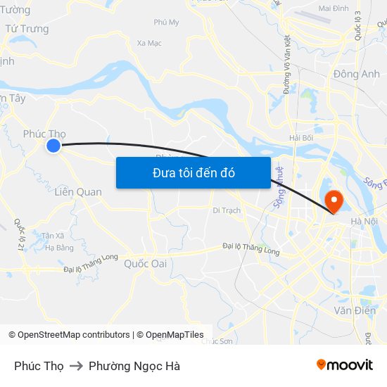 Phúc Thọ to Phường Ngọc Hà map