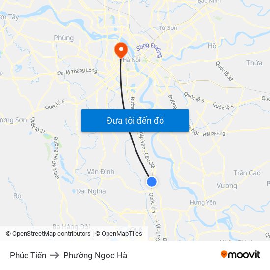 Phúc Tiến to Phường Ngọc Hà map