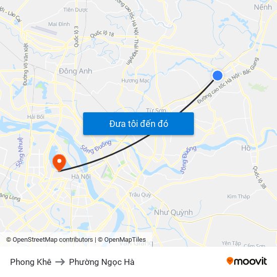 Phong Khê to Phường Ngọc Hà map