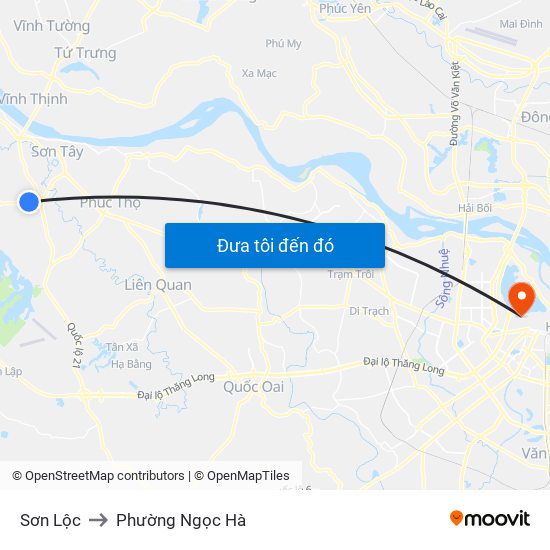 Sơn Lộc to Phường Ngọc Hà map