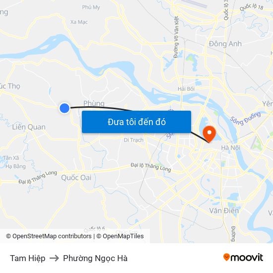 Tam Hiệp to Phường Ngọc Hà map