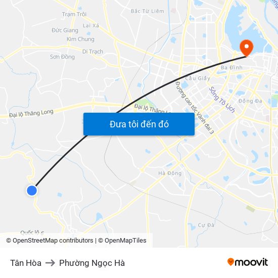 Tân Hòa to Phường Ngọc Hà map