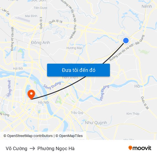 Võ Cường to Phường Ngọc Hà map