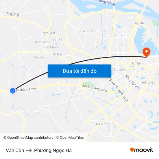 Vân Côn to Phường Ngọc Hà map