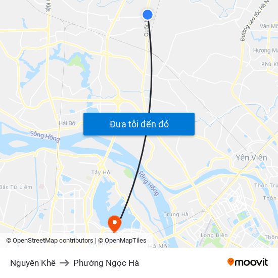 Nguyên Khê to Phường Ngọc Hà map