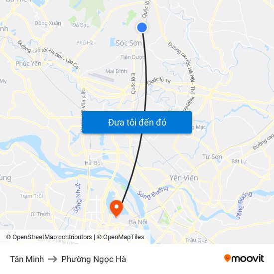 Tân Minh to Phường Ngọc Hà map