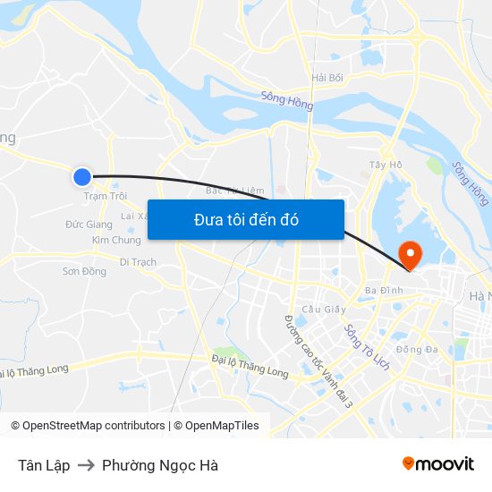 Tân Lập to Phường Ngọc Hà map
