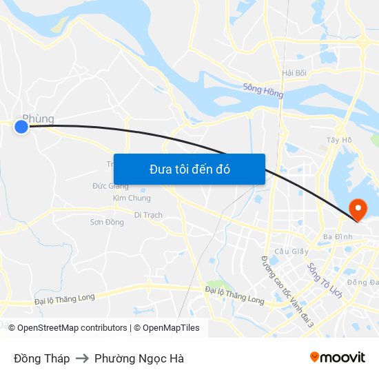 Đồng Tháp to Phường Ngọc Hà map