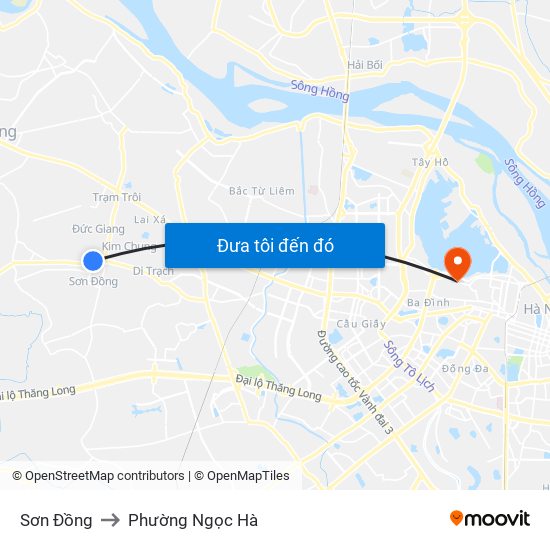 Sơn Đồng to Phường Ngọc Hà map