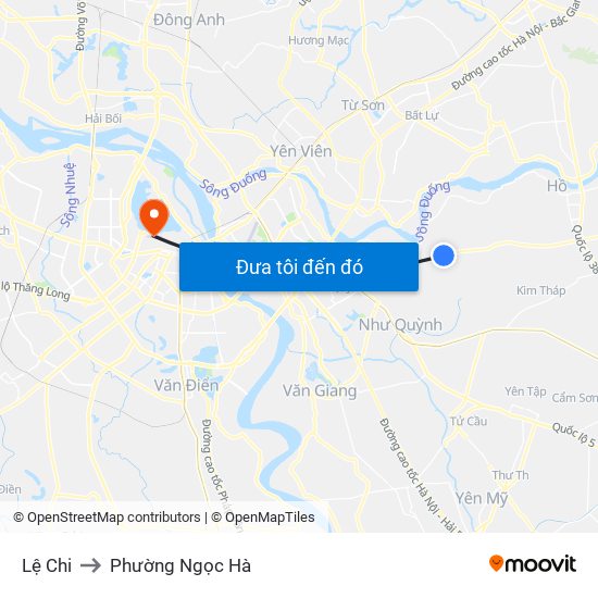 Lệ Chi to Phường Ngọc Hà map