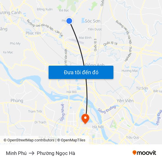 Minh Phú to Phường Ngọc Hà map
