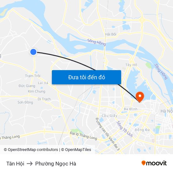 Tân Hội to Phường Ngọc Hà map