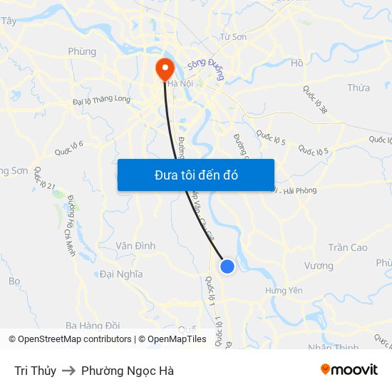 Tri Thủy to Phường Ngọc Hà map