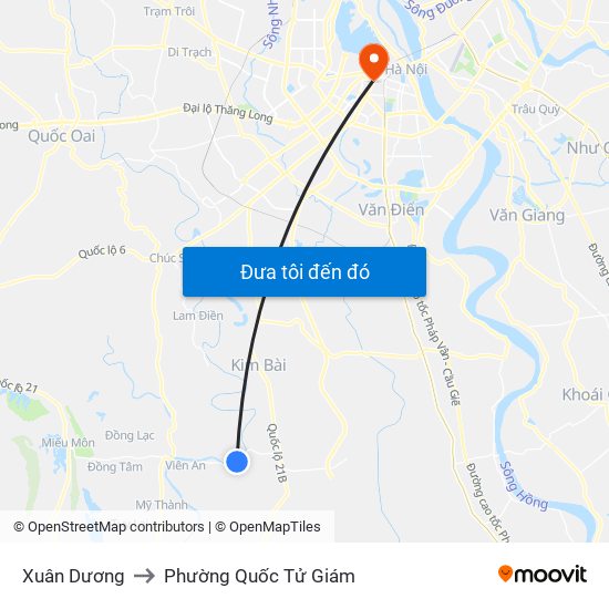 Xuân Dương to Phường Quốc Tử Giám map