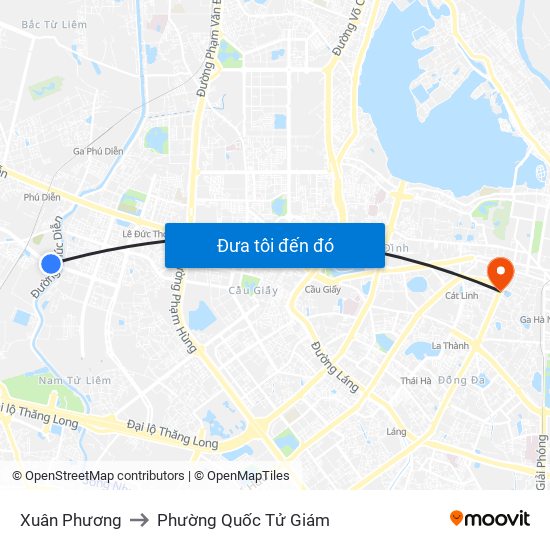 Xuân Phương to Phường Quốc Tử Giám map