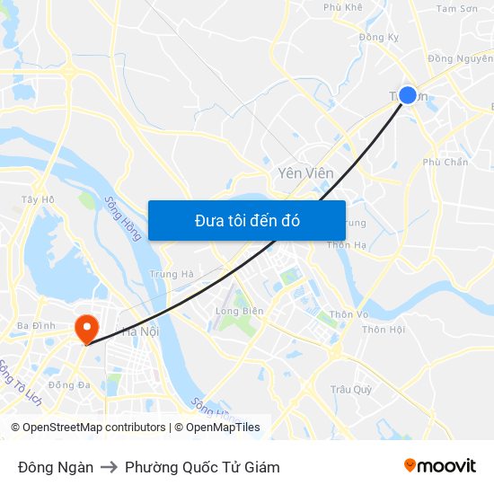 Đông Ngàn to Phường Quốc Tử Giám map