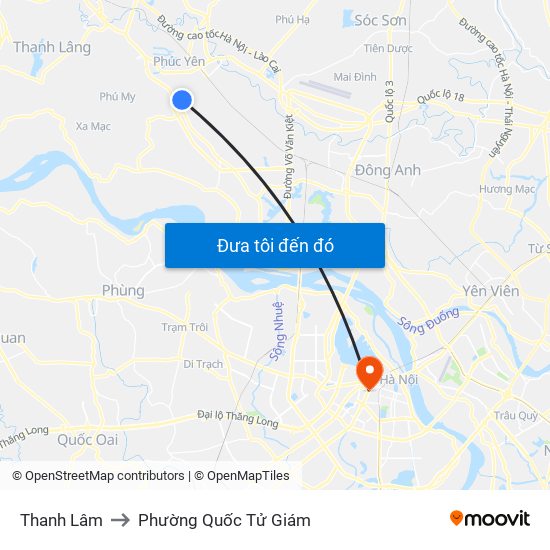 Thanh Lâm to Phường Quốc Tử Giám map