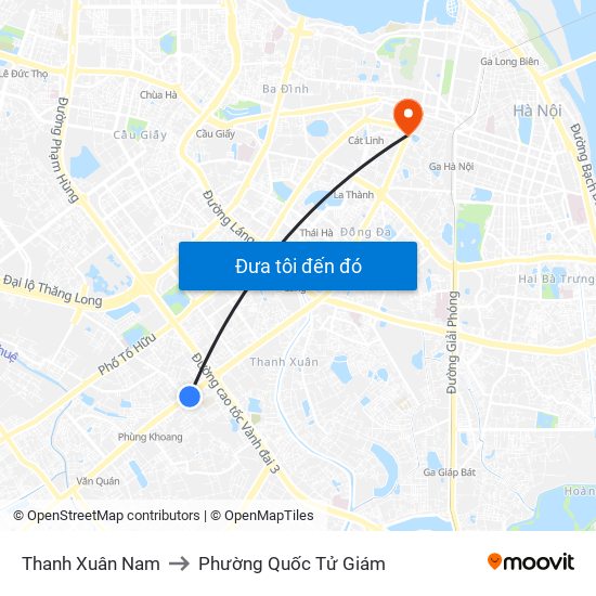 Thanh Xuân Nam to Phường Quốc Tử Giám map