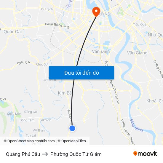 Quảng Phú Cầu to Phường Quốc Tử Giám map