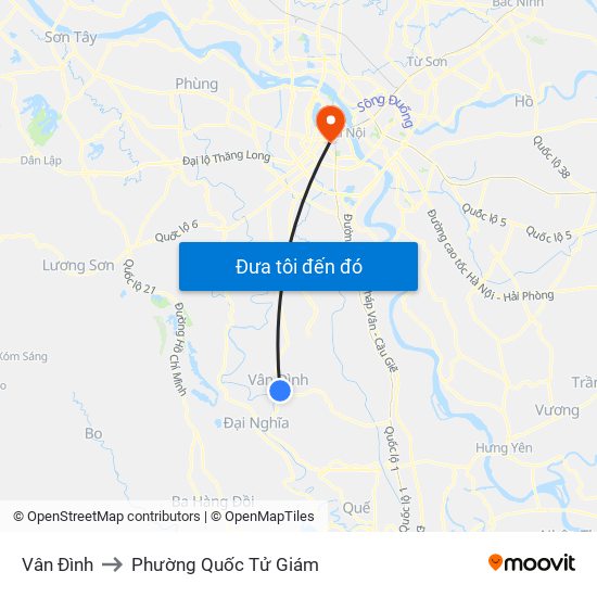 Vân Đình to Phường Quốc Tử Giám map