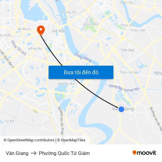 Văn Giang to Phường Quốc Tử Giám map