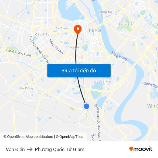 Văn Điển to Phường Quốc Tử Giám map