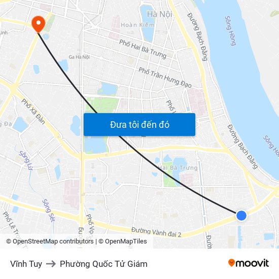 Vĩnh Tuy to Phường Quốc Tử Giám map