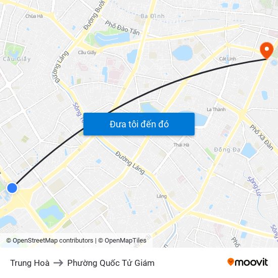 Trung Hoà to Phường Quốc Tử Giám map