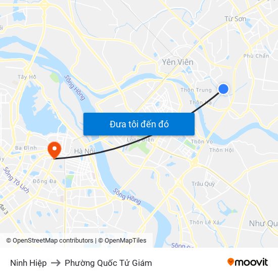 Ninh Hiệp to Phường Quốc Tử Giám map