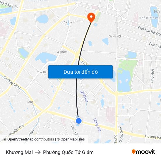 Khương Mai to Phường Quốc Tử Giám map