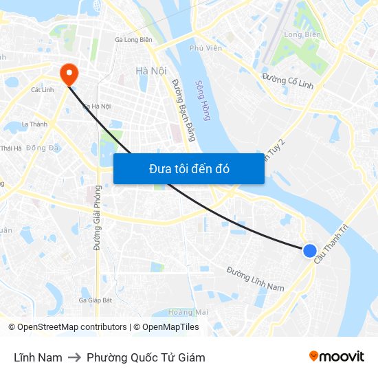 Lĩnh Nam to Phường Quốc Tử Giám map