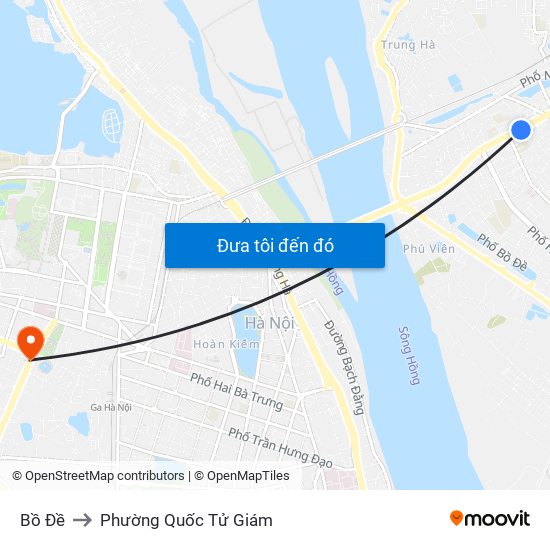 Bồ Đề to Phường Quốc Tử Giám map