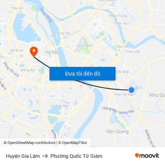 Huyện Gia Lâm to Phường Quốc Tử Giám map