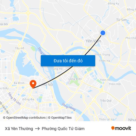 Xã Yên Thường to Phường Quốc Tử Giám map