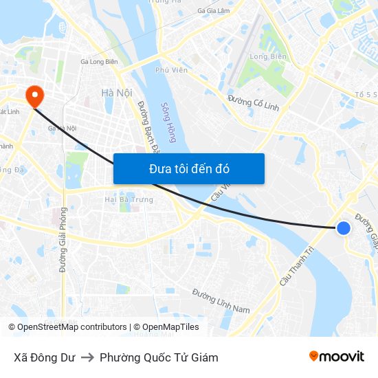 Xã Đông Dư to Phường Quốc Tử Giám map